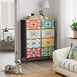PIPIPOXER Kommode Sideboards mit Schubladen, Schrank mit 8 Schubladen aus Stoff, Kommode mit Metall Rahmen für Schubladenschrank TV Schränke,Schlafzimmer, Wohnzimmer, Kinderzimmer, Flur85.6x30x103cm