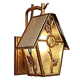 Beasiu-Eletro Wandleuchte Vintage Gartenlampe Blumenhaus-Design Außenwandleuchte E27 Bronze Außen Lampe Wasserdichte IP44 Glas Lampenschirm Wandleuchte Für Garten Terrasse Balkon Hof H40CM