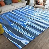 DJHWWD Designer Teppich blau Teppich antirutschunterlage Rug Carpet Abstrakte Geometrie im Wohnzimmer 160x200CM