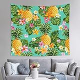 PSVOD Tropische Obst-Ananas-Wandteppich, zum Aufhängen, Schlafzimmer, Wohnzimmer, Stoff, Heimdekoration, Wanddekoration, Wanddekoration, 152 x 130 cm