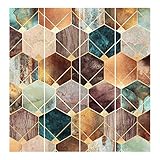 Bilderwelten Schiebegardinen Set Elisabeth Fredriksson Türkise Geometrie goldenes Art Deco 4 Flächenvorhänge 250 x 240cm Ohne Aufhängung