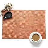 Küchen-Matte, Geschirrset, PVC-Matte, rutschfest, Rattan-Imitat, Isolierung, Hotel, europäisches Restaurant, Western-Food Matt, 5 Stück (Farbe: Orange, Größe: 45 x 30 cm)