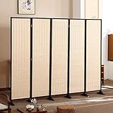 5/6/8 Panels großer Raumteiler aus Bambus, Trennwandteiler im japanischen Stil, 5 5,5 6 Fuß hoch, Faltbare Sichtschutzwände für Wohnzimmer, Schlafzimmer, Büro, Studio, Restaurants, Bar (Farbe: 5 Pan