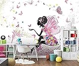 Wandbild Kinderzimmer Schmetterling Elf Wandbild Mustertapete Seidentapete Elf Schmetterling Blumen 3D Tapete Vlies Effekt Tv Die Fototapete Wandbild Wohnzimmer Schlafzimmer-300cm×210cm