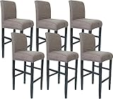 MOBTOR wasserdichte Barhocker-Bezüge, Wildleder-Barhocker-Schonbezug, Stretch-Möbel-Stuhl-Sitzbezug, elastische Esszimmerstuhl-Bezüge, abnehmbar, waschbar, für Esszimmer, Küche, Beige, 2 Stück