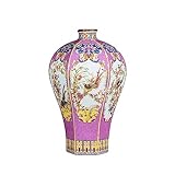 Moueqkee Pastellporzellan Chinesischer Stil Vase Emaille Kristallglasur Blume Vase Home Decor handgefertigt Vasen Mittelstücke Bücherregal Couchtisch Hochzeit Küche, Büro oder Wohnzimmer,Rosa