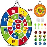 Dartscheibe für Kinder - 26 inches, Montessori Spielzeug Dinosaurier Thema Dart Board mit 12 Bällen Kinder Brettspiele Toy, Oppelseitige Safe Dart Game-Kinder Geschenk Outdoor Indoor Spiel Wahl,66cm