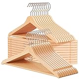 OGIVO Kleiderbügel Holz 30 Stück - Made in EU - Holzbügel Natur für Ihren Garderobe - Haken um 360° drehbar - Einkerbungen im Schulterbereich - Hangers Clothes