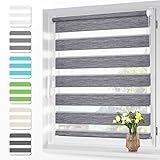 Doppelrollo Klemmfix ohne Bohren 110x120cm(BxH) Marmor Grau,Rollos für Fenster ohne Bohren,Fensterrollo innen ohne Bohren Blickdicht Sonnenschutz,Klemmrollo Duo Rollo verdunkelung und lichtdurchlässig