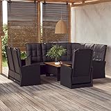 Yolola Gartenmöbel Essgruppe Verstellbare Rückenlehne Garten Sitzgruppe Gartenmöbel Polyrattan Lounge Set Terrassenmöbel-Set, Ecksofa mit Liegefunktion+Relaxbank+Relaxsessel+Tisch Höhenverstellbare