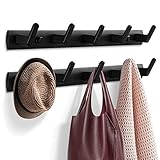 DAZZLIA Garderobenhaken, 2 Stück Kleiderhaken für Wand und Tür, stabile Garderobenleiste Aluminium Hakenleiste, Wandgarderobe Handtuchhaken für Bad, Küche (10 Haken, Schwarz)