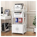 Druckertisch Druckerständer Bodenständiger Drucker Stand Büro Faxgerät Scanner Regalschrank mit Tür Home Mobile Copierständer 55 × 40 × 121.5cm (4 Etagen) Druckerhalter Druckerwagen (Color : Wit)