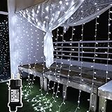 Lichtervorhang 3x3m 300 Leds, Led Lichterketten Vorhang Weihnachtsdeko Innen mit 8 Modi, IP44 für Weihnachten Kinderzimmer, Außen, Party, Hochzeit usw