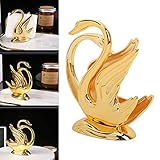 Schwan-Serviettenhalter, Goldener Aufrechter Serviettenhalter, Schwanen-Design, Rostfreie Legierung, Eleganter Stil, Metall-Serviettenhalter für Serviettenbar, Hotel (4,21 X 3,94 X 1,46 Zoll)