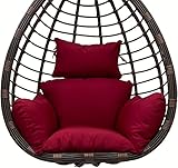 TONPOP Hängekorb-Stuhlkissen, Seilfixiert, Atmungsaktiv, Waschbar, Hängesessel-Kissen, Hängesessel-Tiefsitzkissen-Set Inklusive Kopfstütze Und Armlehne, Schwarz C