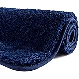 SFLXO Badematte 120cm x 70cm rutschfest-Badvorleger Maschinenwaschbar Anti-Rutsch Badteppich Weich Wasserabsorbierende Badematten Flauschige Mikrofaser Badezimmerteppich Marineblau Mehrweg