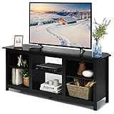 COSTWAY 2-stufiger TV Schrank 147cm, Fernsehschrank TV-Kommode für Fernseher bis 65', Sideboard Fernsehtisch mit Regale, Wohnzimmerschrank Küchenschrank Holz (Schwarz)