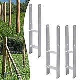 Ikodm H-anker Pfosten 121MM H-Pfostenträger 6 Stück 121 x 600 x 60 mm Langlebig Vierkantholzpfosten 600mm Länge, Materialstärke 5mm für Pfosten Zaun Carports