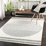 Surya Nairobi Geometrischer Teppich - Teppich modern Wohnzimmer, Esszimmer, Schlafzimmer - weicher Abstrakt Boho Teppich, Kurzflor Teppich für einfache Pflege - Teppich groß 130x170cm in Weiss