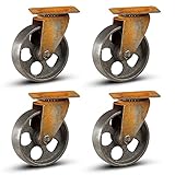 Vintage Rollen für Möbel – Räder für Möbel - Lenkrollen 75mm – 4er-Set - Alles Stahl Möbelrollen – Rustik Bronze Stahlrollen – Industrieller Look – Kapazität 4 x 80KG / 320KG