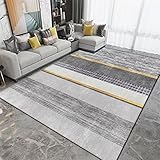 RUGMRZ Deko Esszimmer Teppich Für Esszimmer Graues geometrisches Muster gelbe Linien Dekoration weich und Nicht verblassen Teppich Modern 120X160CM