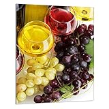 DarHaus Herdabdeckplatte einteilig 40x52 cm Ceranfeld Abdeckung Glas Spritzschutz Abdeckplatte Glasplatte Herd Ceranfeldabdeckung Deko, Wein Bunt