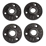 Fleymu 4PCS 1/2'' Vintage Industrie Rohr Flansch Gewinde Boden Flansch in Legierung Metall Flansche mit 3 Löchern Schwarz Flansch Temperguss Heizung für DIY Dekor Küche Schlafzimmer Bar Restaurant