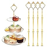 Auped Etagere Stangen 4 Sets Goldene Farbe Metallstange Mittellochausstech Tier Stand 2 bis 3 Etage Torten Hochzeitstorte Tortenständer. (golden) (4 Stück (Krone))