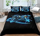 AYMAING Gamer Betten Set Gamepad Bettwäsche Set 135x200 cm Videospiele Gaming Mikrofaser Jungen Jugendliche Bettbezug mit Reißverschluss und Kissenbezüge Easy Care