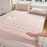 YUDEYU Spannbettuch Quilthandwerk Nicht rutschig Tagesdecke atmungsaktiv weich und bequem Matratze Schutzhülle (Farbe : Light pink, Größe : 200x220cm/high 5-28cm)