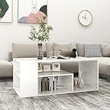 TEKEET Wohnmöbel Couchtisch Hochglanz Weiß 100x50x40 cm Größe Holz