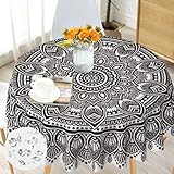 Tischdecke Rund 150 cm Boho landhausstil Tischdecke Wasserdicht Anti-Falten Böhmische Mandala Table Cloth für Küche, Esstisch, Couchtisch, Parteien, Abendessen. (Tablecloth 07, 150 cm)…