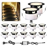 12er Set Warmweiß Bodeneinbaustrahler Aussen Led, Ø31mm DC12V Mini Spots Led Deck Light Terrassenbeleuchtung Bodeneinbauleuchten, IP67 Wasserdicht Led Einbaustrahler Aussen für Garten Treppen Holzdeck