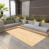 JUNZAI Outdoor-Teppich, Carpet, Area Rug, Teppiche Wohnzimmer, Teppischwhonzimmer, Büroteppich, Schlafzimmer, Orange und Weiß 160x230 cm PP