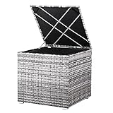 Casaria® Auflagenbox Kissenbox 318 L mit Deckel 75x75x70cm Wasserdicht Gasdruckfeder Garten Aufbewahrungsbox Balkon Truhe Abwaschbar Polyrattan Grau