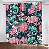 Vorhänge Blickdicht Rosa Abstrakte Frucht 280(B) X250(H) cm Curtains - 3D Patterns Microfiber Blackout Fabric Eyelet Window Drapes for Kids Bedroom Wohnzimmer Jungen- Und Mädchenzimmer