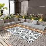 UTUMAX Nice Cool-Outdoor Teppich weiß schwarz 190x290cm PP