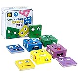 Holzwürfel Puzzle,Sensorik Spielzeug, Ausdrücke Bunte Zauberwürfel Baustein Spielzeug Pädagogisches Montessori Spielzeug für Kinder ab 3 Jahren,Interaktion Spielzeug Holz Matching Game für Kinder