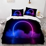 Hypoallergene Bettwäsche 135x200 cm Mikrofaser Ultraviolettes Neon und Rauch 3D Druck Bettbezüge Kinderbettwäsche Set für Allergiker geeignet 2er Kissenbezug 80x80 cm mit Reißverschluss Pflegeleicht