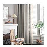 Gardinen 2Er Set Blickdicht, Vorhänge Modern Landhausstil Kontrast Streifen Vorhang 132x244 cm Grau Vorhänge für Schlafzimmer