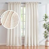 Flachs-Vorhänge, durchscheinend, Leinen, natürlich, 274 cm, extra lang, Privatsphäre, Wohnzimmer, Vorhangpaneele, Bauernhaus, Stangentasche, lichtfilterend, roh, 2 Stück