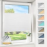 Magiea Plissee ohne Bohren verdunkelung, Thermo Plisseerollo Klemmfix, Weiß-Thermo 100x130cm(BxH), Verdunklungsplissee mit Klemmträger, Faltrollo Blickdicht für Fenster & Tür, Sichtschutz Sonnenschutz