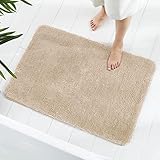 GONICVIN Teppich, 60 x 90 cm Flauschige Mikrofaser Waschbarer Badteppich Badematte, rutschfest Badezimmerteppich für Badezimmer, Wohnzimmer (Beige)