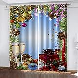 2 Stücke Thermogardine Schlafzimmer Wohnzimmer Modern Digitaldruck 3D Weihnachtsdekorationsmuster Vorhang Blickdicht Kinderzaimmer Fensterdekoration, Schallschutz Verdunkelungsvorhang 264X240cm