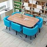 MAxba Blau Konferenztisch for 4-6 Esstisch mit 6 Stühlen, Couchtisch Verhandlungstisch Empfangtisch küchentisch, Tischplatte aus Holz (Color : Blue 3)