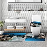 CONERY rutschfeste Badematte, 3-teiliges Badezimmerteppich Set,Unterwasser-Meerestiere am Korallenriff im Roten Meer Ägypten Amphibien,weicher WC-Vorleger, rutschfeste Duschmatte und WC-Vorleger-Set