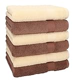 Betz 6 Stück Handtücher Premium 100% Baumwolle Größe 50 cm x 100 cm beige/nuss