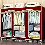 WIQUYBML Tragbarer Kleiderschrank, Kleiderschrank aus Segeltuch, Kleideraufbewahrung, Organizer, 26 mm verdicktes Stahlrohr mit Hängestangen zum Schutz von Kleidung und Schuhen, C (D)