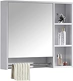 Spiegelschränke Mehrschichtiger Badezimmerschrank Eintüriger Wand-Medizinschrank Mit Spiegel Wandmontierter Badezimmer-Medizinschrank (Farbe: Weiß, Größe: 60 * 70 * 14 cm) (Weiß 60 * 7