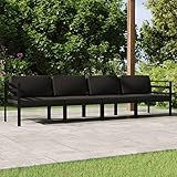 JUNZAI 4-TLG. Garten-Lounge-Set mit Kissen, Terassenmöbel Wetterfest, Loungemöbel Terrasse, Garten Sitzgruppe, Balkon Sitzgruppe,Aluminium Anthrazit
